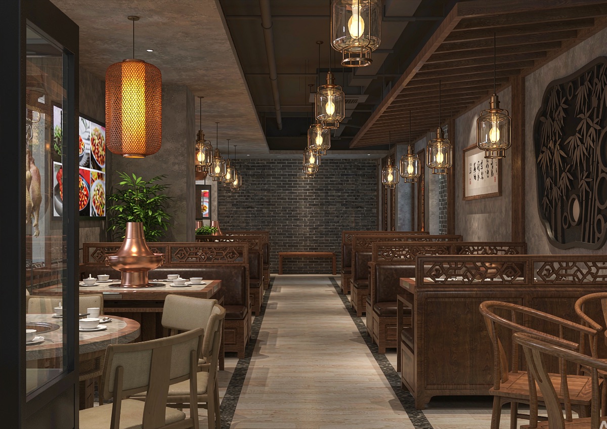 赤坎区商场生蚝鸡煲餐厅装修效果示意图（餐饮店，141.9㎡）