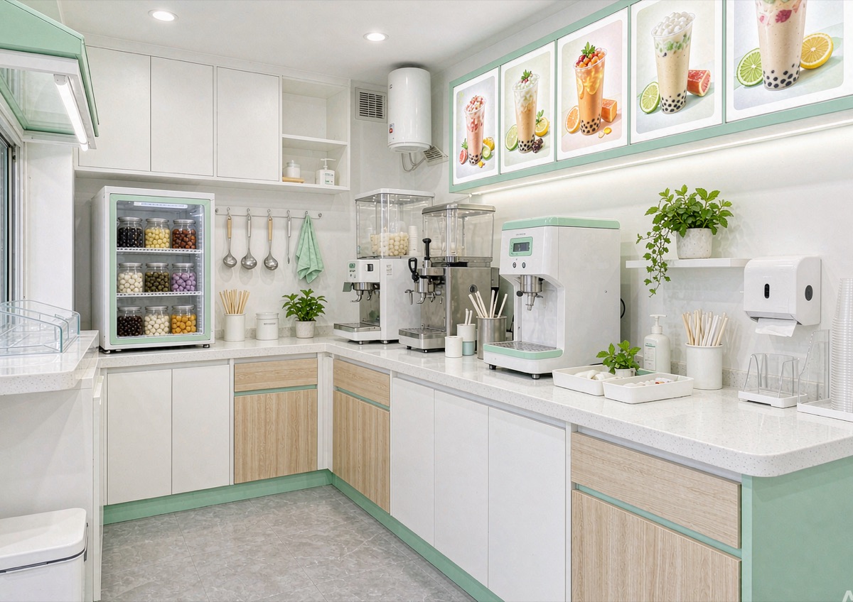 赤坎区小奶茶店翻新装修效果示意图（奶茶店，10.5㎡）